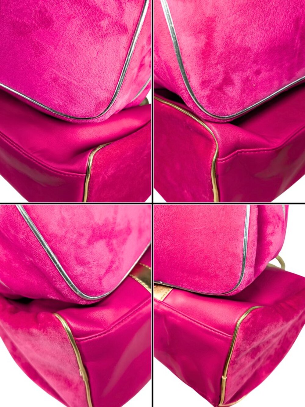 Juicy Couture Hot Pink 2-Piece Travel Gym Overnight Duffel Velour Cosmetic Bag - Picture 7 of 11